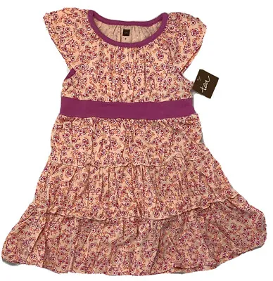 NWT Tea Collection Girls 2 2T Pink Mei Mei Floral Printed Tiered Ruffle Dress • $19.99