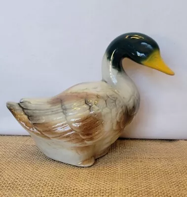 Vintage Porcelain Duck Figurine Yellow Beak Made In Brazil 5  Tall • $15