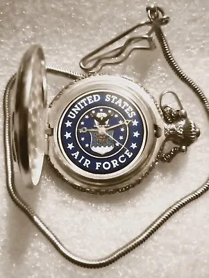 Vintage U.S. Air Force Pocket Watch With Chain & Pocket Latch • $24.99