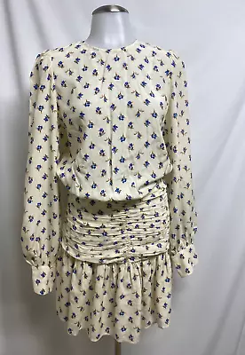 ZADIG & VOLTAIRE Rafala Light Flower Ivory Blue Floral Long Sleeve Dress Sz S • $34