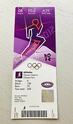 London 2012 Olympics Ticket For Athletics At The Olympic Stadium On 8 Aug 2012 • £4.50