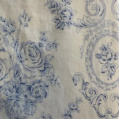 Luxury Cotton Duvet Cover Toile Double Bed Cream / Blue  • £15.95