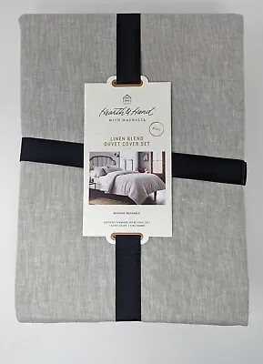 Hearth & Hand With Magnolia KING Gray  Linen Duvet Set New  • $59.99