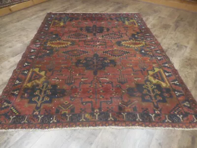 Authentic HandMade Vintage Turkish Geometric Farmhouse Village Rug 5.5x7 Ft • $0.99