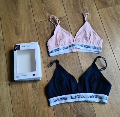 £18 • Buy Womens New Jack Wills Triangle Bralette Bra Navy Pink 2x Size S Uk 10