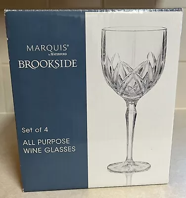 Marquis Waterford Brookside Crystal All Purpose Wine Glasses Set Of 4 • $55