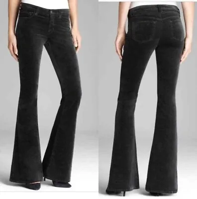 J Brand Black Flared Velvet Martini Jeans Women's Pants Size 26 Bell • $90