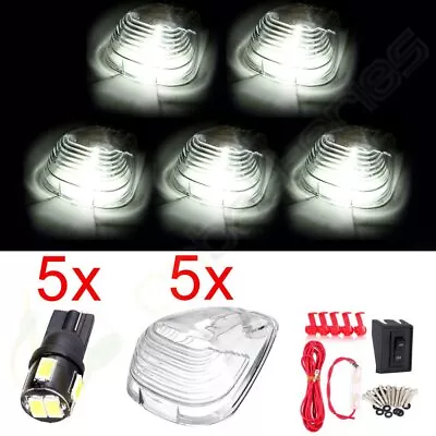 5pcs Clear Lens White LED Cab Roof Lights Kit Running Clearance Marker Lamps Set • $15.45