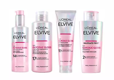 L'Oreal Elvive Glycolic Gloss - Shampoo Conditioner Lamination Serum (CHOOSE) • £9.99