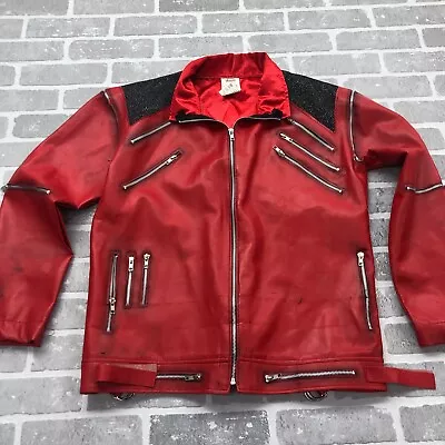 Rubies Red Multi Zip Up Michael Jackson Beat It Faux Leather Jacket Adult Size M • $49