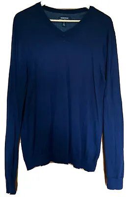 $11 • Buy Nordstrom Men Sweater Blue Cashmere Blend Long Sleeve V Neck Pullover Vintage