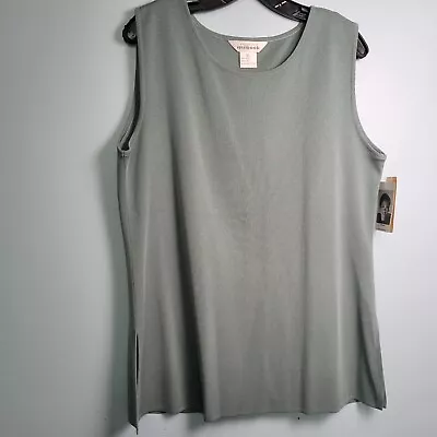 EXCLUSIVELY MISOOK Sage Green Shell Top Tank XL Vintage With Tags • $34.95