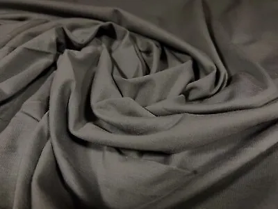 Cotton Spandex Stretch Single Jersey Fabric Per Metre - Plain - Mid Grey • £5.99