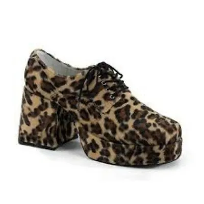 70's Men's Disco Platform Costume Shoes Zebra Or Cheetah Fabric Covered Shoes • $35.74