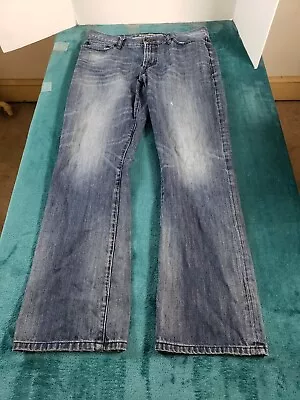 Express Jeans Sz 34x34 Mens Blue Pants Kingston Classic Bootcut Distressed • $17.97