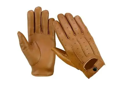 Real Leather High Quality Mens Driving Soft Gloves - Black Brown Tan • £14.95