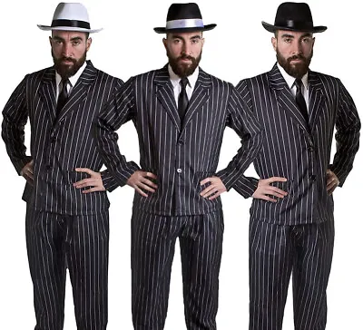 £25.99 • Buy Men's Gangster Costume Adult Pinstripe Suit 1920's Fancy Dress Mafia Mobster 