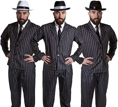 Men's Gangster Costume Adult Pinstripe Suit 1920's Fancy Dress Mafia Mobster  • £20.99