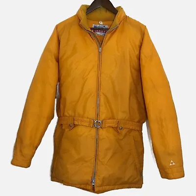 Vintage 70s Gerry Down Puffer Coat Men’s M/L Yellow Belted Made In USA Jacket • $50.15