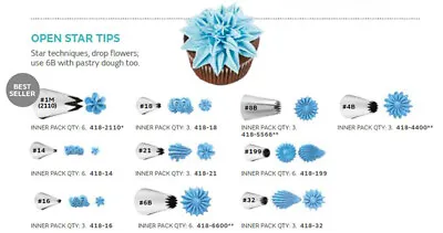 Wilton Open Star Cake Decorating Nozzle Icing Tips • £5.99