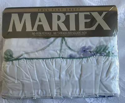 Vintage MARTEX FULL FLAT Sheet Ruffle SUTHERLAND Lilac Purple Green Cottage Core • $24.95