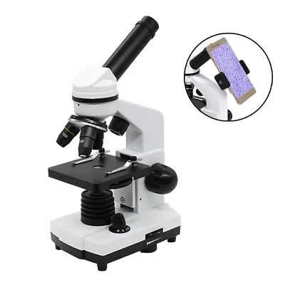 40X-1600X Biological Microscope Monocular Microscope Smartphone Adapter Students • $76.67