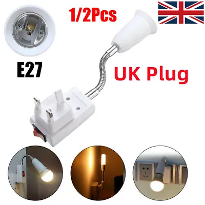 E27 Lamp Bulb Holder Flexible Extension Converter Switch Adapter Socket UK Plug • £4.99