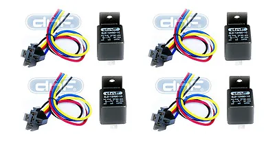 $12.75 • Buy 4 Pair 30/40 Amp 12v Bosch Style Relay & Harness Socket Spdt + 100% Copper Wires
