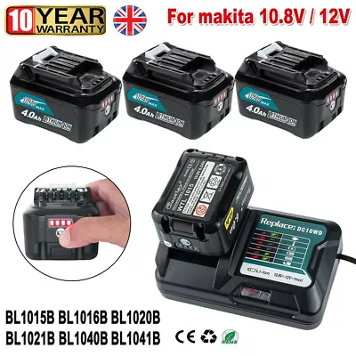 10.8V/12V For Makita Battery 4.0Ah BL1015 BL1041B BL1021 BL1040 197106-2 Charger • £33.90