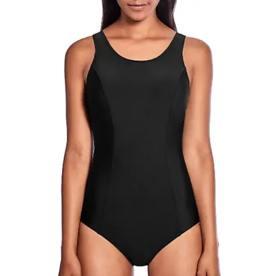 Amoena Rhodes Swimsuit US 6B Black One Piece Full Coverage Bathing Suit NWT • $28