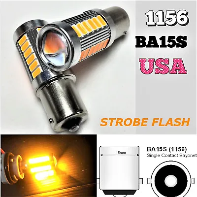 Strobe Front Signal 1156 BA15S 33SMD 180° LED Projector Lens Amber Bulb K1 HAK • $16.50