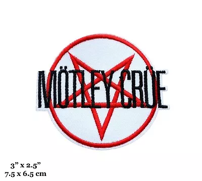 Motley Crue Band Name Logo Pentagram White Red Black Embroidered Iron On Patch • $4.99
