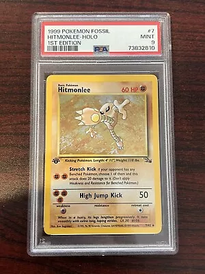 $29 • Buy 1999 Pokemon Fossil 1st Edition Hitmonlee Holo Rare 7/62 PSA 9 MINT