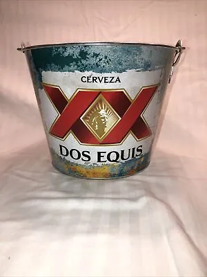 Dos Equis XX 5 Qt Galvanized Metal Beer Bottle Ice Bucket W/Bottle Opener • $18.99