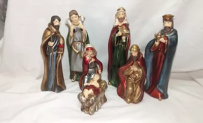 New 7 Piece Ceramic Nativity Set  3 Wise Men Mary Joseph Baby & Sheppard • $24.99