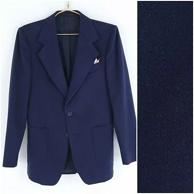 Mens Dark Navy Blue Wool Sport Coat 36R US Size Blazer Vintage Jacket • $29.99