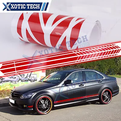 Red Car Truck Side Skirt Door Racing Sporty Graphic Vinyl Sticker Decal Stripes • $16.99