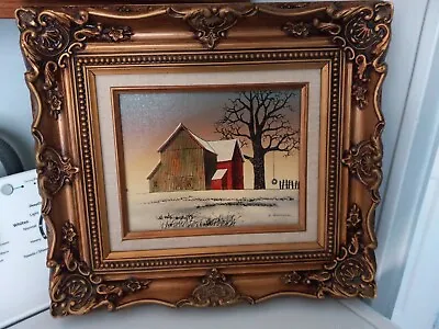 Original H. Hargrove Framed  Painting  The Barn  Signed Sirigraph Or Lithagraph? • $10