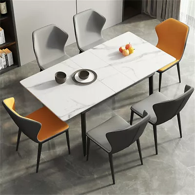 UNHO 1.6m Marble Dining Table Extending Kitchen Table High Hardness Tabletop AU • $699.96