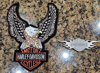 Harley Davidson Eagle Large Motorcycle Jacket Patch 6” Vintage & Metal HD Pin • $14.99