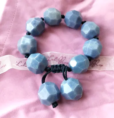 LOLA ROSE Bracelet Amazonite Baby Blue Semi-Precious Crystal Adjustable In Pouch • £21
