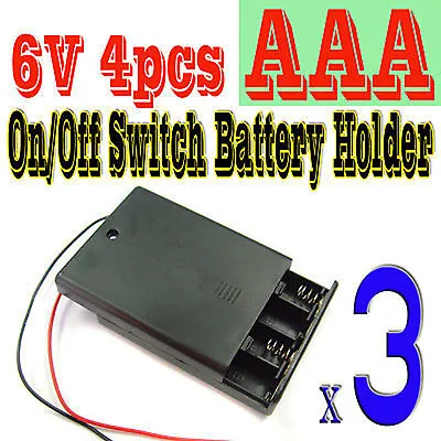 £4.78 • Buy 3 X On/Off Switch Battery Holder 4x AAA 6.0V Leads Box