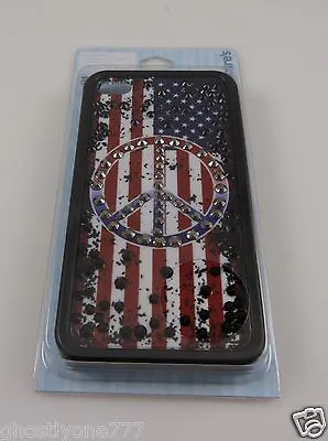 For Iphone 4 / 4S American Peace US Flag Bling Crystal Case I Phone 4 Patriotic • $12.97