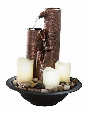 $47.35 • Buy 9  LED Lighted Column Tabletop Water Fountain Candles Soothing Office Home Décor