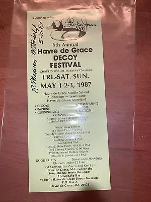 6th Annual Havre De Grace Decoy Festival Brochure Signed By Mr. Mitchell/Joiner • $50