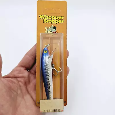 Vtg Whopper Stopper 3 1/2  Hellcat 4004 Textured Blue Back Silver Scale Jerkbait • $13.99