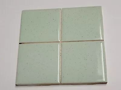 Vtg 1960s Ceramic Tile 4 1/4 Sq Lt. Green W/Specks Gloss Scored Bullnose NEW NOS • $4