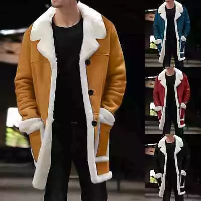 New Outwear Coat Overcoat Trench Sueded Jacket Winter Men Lapel Motorcycle • $95.19