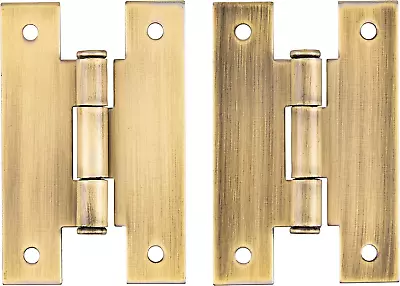 Brass  H  Type Cabinet Door Hinges 2 1/2  X 1 5/8  Pack Of 2  -L-H0501A-AB-A (1) • $15.54