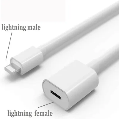 Male To Female Iphone Charger Extension Cable Ipad Extender Dock Cord Adapter • £4.99